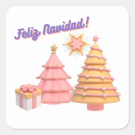 FELIZ NAVIDAD QUADRATISCHER AUFKLEBER