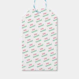 Feliz Navidad Red and Green Pattern Geschenkstempe Geschenkanhänger