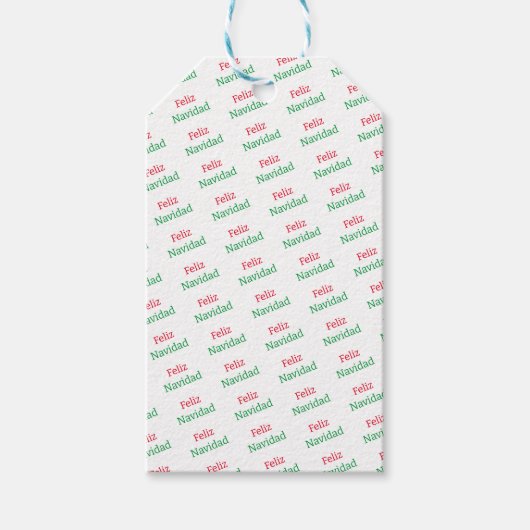 Feliz Navidad Red and Green Pattern Geschenkstempe Geschenkanhänger (Vorderseite)