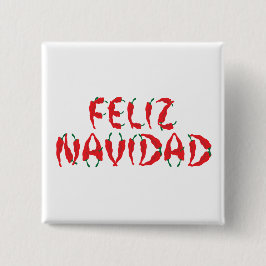 Feliz Navidad Red Chile Pepper Button