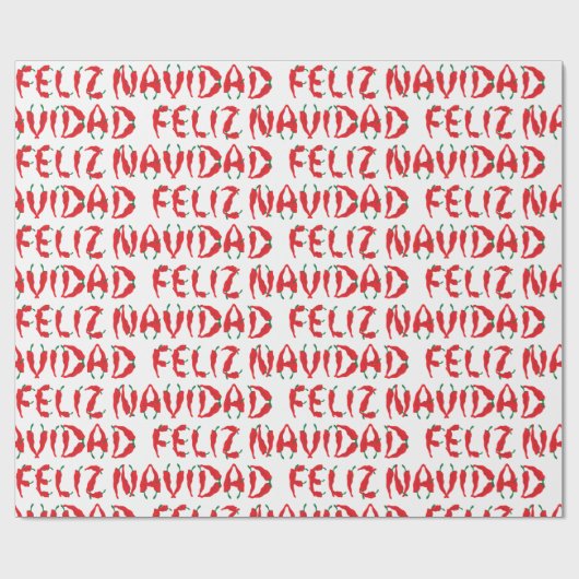 Feliz Navidad Red Chile Pepper Geschenkpapier (Flach)