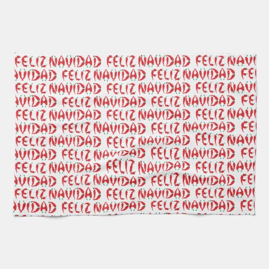 Feliz Navidad Red Chile Pepper Geschirrtuch (Horizontal)