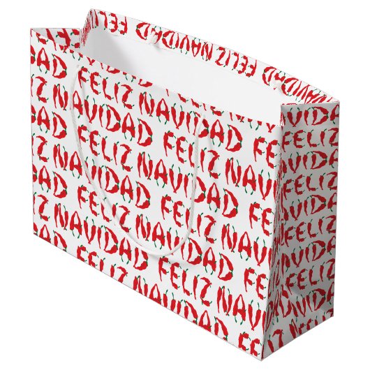 Feliz Navidad Red Chile Pepper Große Geschenktüte (Rückseite Schrägansicht)