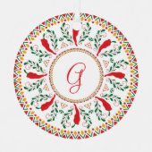 Feliz Navidad Red Chile Pepper Ornament Aus Metall (Vorderseite)