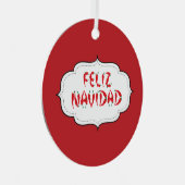 Feliz Navidad Red Chile Pepper Ornament Aus Metall (Vorderseite Rechts)