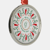 Feliz Navidad Red Chile Pepper Ornament Aus Metall (Rechts)