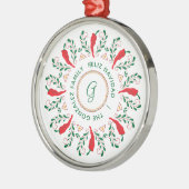 Feliz Navidad Red Chile Pepper Ornament Aus Metall (Links)