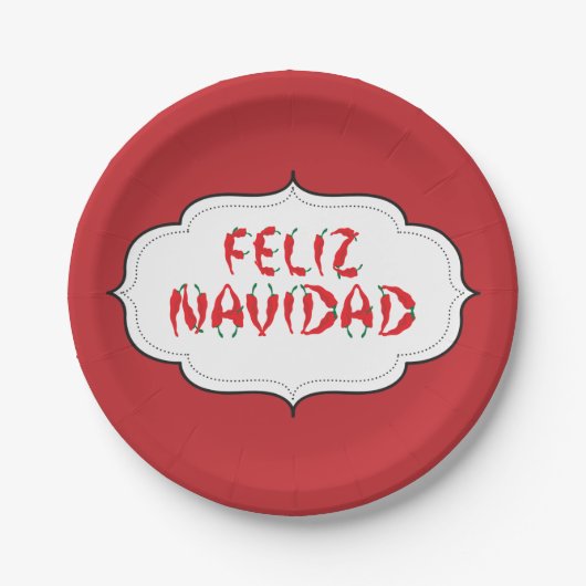 Feliz Navidad Red Chile Pepper Pappteller (Vorderseite)