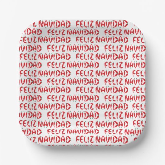 Feliz Navidad Red Chile Pepper Pappteller (Vorderseite)