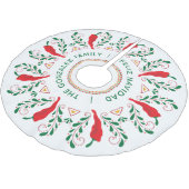 Feliz Navidad Red Chile Pepper Polyester Weihnachtsbaumdecke (Schrägansicht)