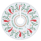 Feliz Navidad Red Chile Pepper Polyester Weihnachtsbaumdecke (Vorderseite)