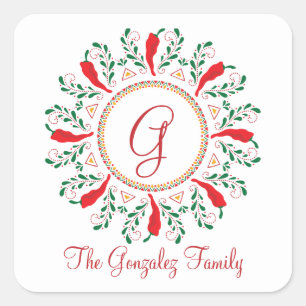 Feliz Navidad Red Chile Pepper Quadratischer Aufkleber