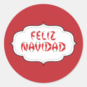 Feliz Navidad Red Chile Pepper Runder Aufkleber