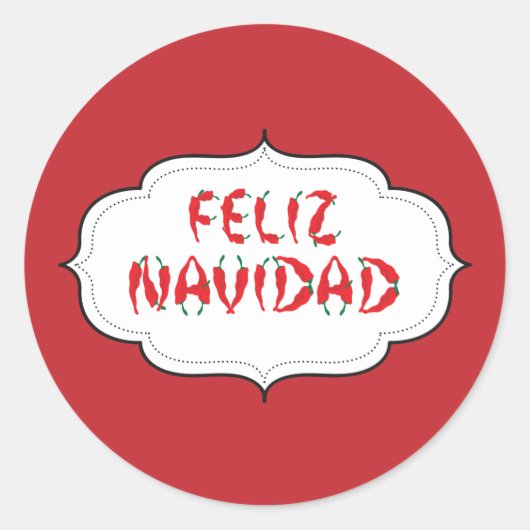 Feliz Navidad Red Chile Pepper Runder Aufkleber (Vorderseite)