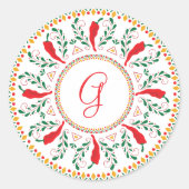 Feliz Navidad Red Chile Pepper Runder Aufkleber (Vorderseite)