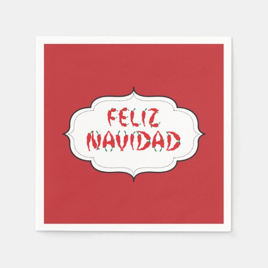 Feliz Navidad Red Chile Pepper Serviette (Vorderseite)