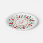 Feliz Navidad Red Chile Pepper Wreath Pappteller (Schrägansicht)