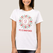 Feliz Navidad Red Chile Pepper Wreath T-Shirt (Vorderseite)