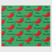 Feliz Navidad Red Chili & Green Christmas Gift Geschenkpapier (Flach)