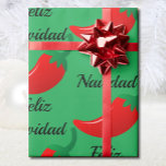 Feliz Navidad Red Chili & Green Christmas Gift Geschenkpapier<br><div class="desc">Feliz Navidad Red Chile & Green Christmas Geschenkpapier</div>