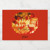 Feliz Navidad Red Gold Green Elegante Weihnachten Lebensmitteletikett (Einzelnes Label)