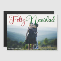 Feliz Navidad Red Green Script Foto Magnet
