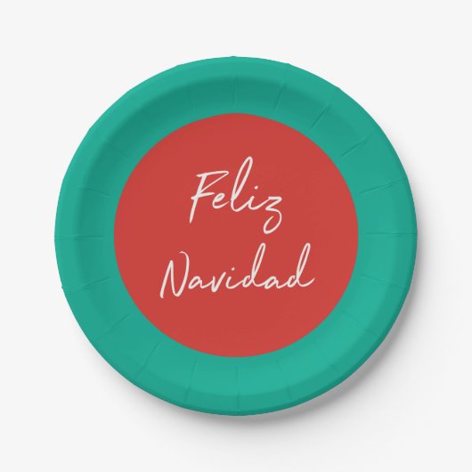 Feliz Navidad Red Green White Holiday Pappteller (Vorderseite)