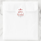 Feliz Navidad Red Script Elegant Runder Aufkleber (Tasche)