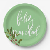 Feliz Navidad Red und Green Simple Christmas Pappteller (Vorderseite)