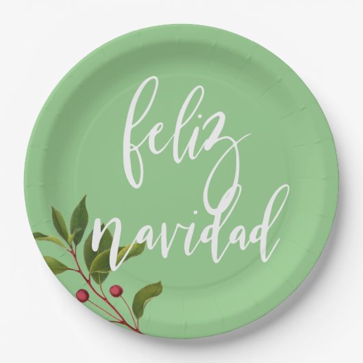 Feliz Navidad Red und Green Simple Christmas Pappteller (Vorderseite)