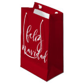 Feliz Navidad Red und White Christmas Kleine Geschenktüte (Vorderseite Schrägansicht)