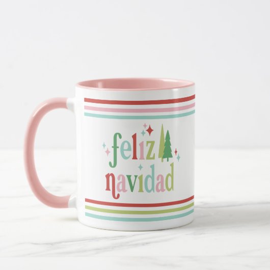 Feliz Navidad | Retro Christmas Tasse (Links)