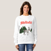 Feliz Navidad Retro Rot-Rentiermalerei Sweatshirt (Vorne ganz)