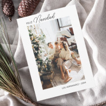 Feliz Navidad Retro Script Foto Holiday Card