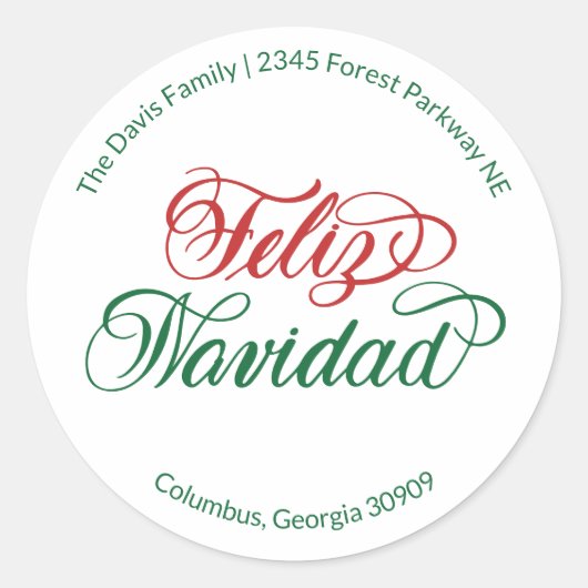 Feliz Navidad Return Address Sticker (Vorderseite)