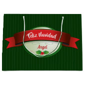 Feliz Navidad Ribbon Große Geschenktüte (Vorderseite)