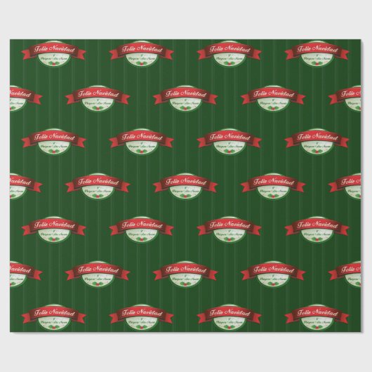 Feliz Navidad Ribbon Stripes Geschenkpapier (Flach)