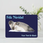 Feliz Navidad - Ringed Siegel Feiertagskarte (Stehend Vorderseite)