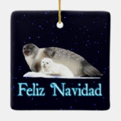 Feliz Navidad - Ringed Siegel Keramikornament (Rückseite)