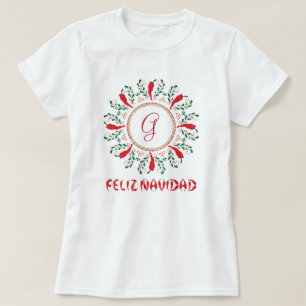 Feliz Navidad Roter Chile Pepper Wreath T-Shirt