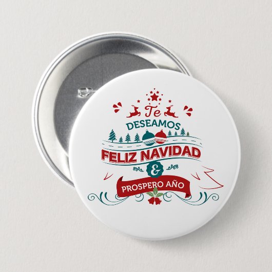 Feliz Navidad Round Button (Vorne & Hinten)