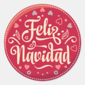 Feliz Navidad Round Sticker (Vorderseite)
