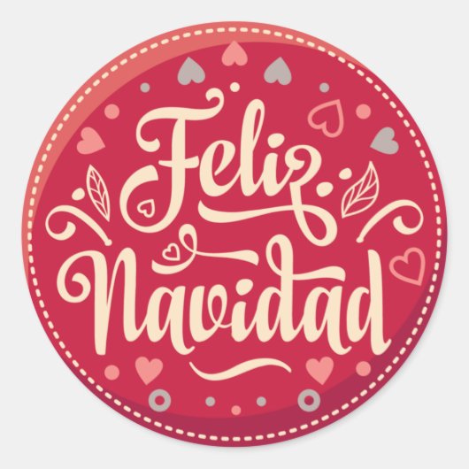 Feliz Navidad Round Sticker (Vorderseite)