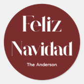 Feliz navidad runder aufkleber (Vorderseite)