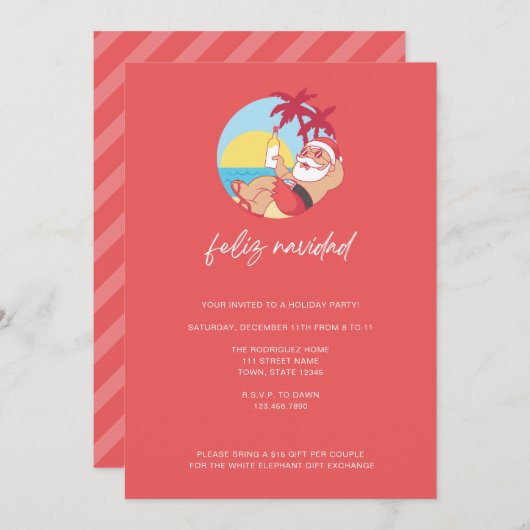 Feliz Navidad Santa Christmas Einladung (Vorne/Hinten)