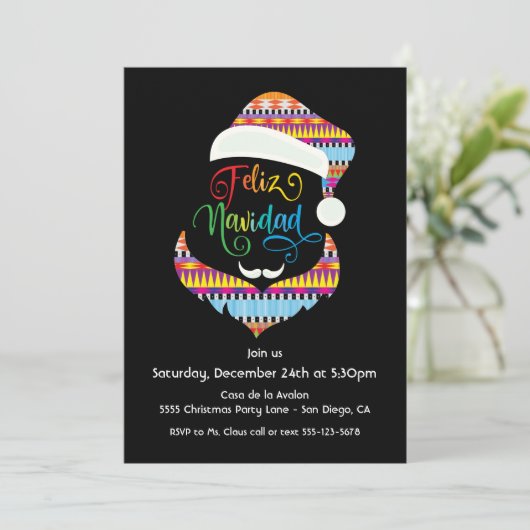 Feliz Navidad Santa Claus Weihnachts-Party Einladung (Stehend Vorderseite)