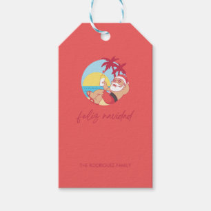 Feliz Navidad Santa Holiday Card Geschenkanhänger