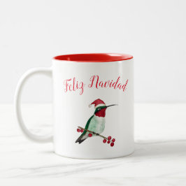Feliz Navidad Santa Hummingbird Zweifarbige Tasse