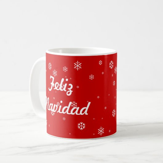 Feliz Navidad Schneeflocken Kaffeetasse (Vorderseite Links)