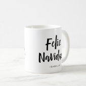 Feliz Navidad | Schwarz-Weiß-handgeschriebenes Skr Kaffeetasse (VorderseiteRechts)